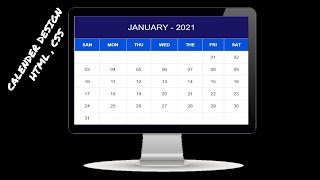 Calendar UI Design With CSS Grid | Pure HTML CSS UI Design