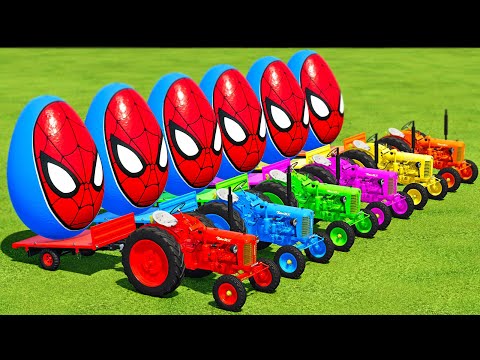 LOAD SPIDERMAN EGGS & TRANSPORT WITH MERCEDES & ZETOR MINI TRACTORS - Farming Simulator 22