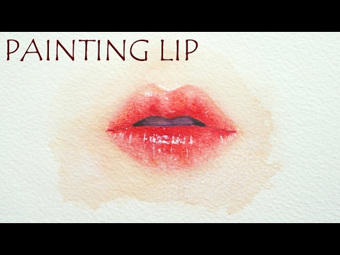 watercolor painting of realistic lips step by step tutorial by dusty art