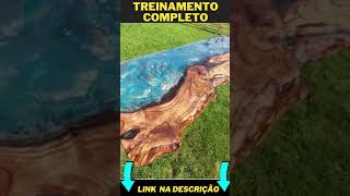 incrveis designers mesa de madeira com resina epxi! #shorts