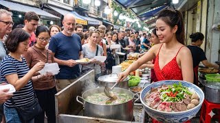 Hanoi Food Paradise! 4AM Breakfast Crowds Line Up for This F…