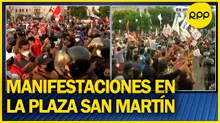 MARCHAS: Manifestantes se concentran en la plaza San Martín