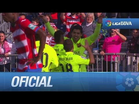 Gol de Suárez tras una pared con Rakitic (0-2) en el Granada CF - FC Barcelona