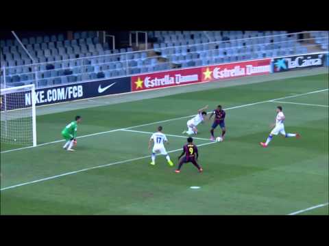 Doble paradón de Óscar Whalley (Barcelona B - Real Zaragoza)