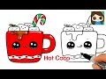 How To Draw Hot Chocolate Cute Christmas Winter Art