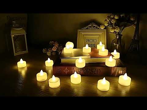 Flameless round 24 piece yellow led tealight set