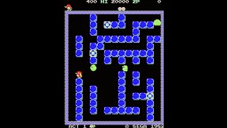 Pengo (ペンゴ) Arcade Video Game by Coreland/Sega - Year 1982 - Gameplay No Cheat.