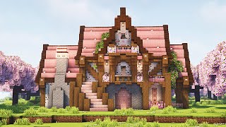 【マインクラフト】ファンタジーな桜の家の作り方【マイクラ建築】