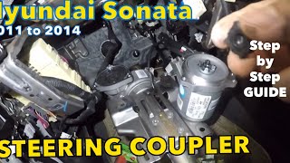 Replacing Steering coupler on Hyundai Sonata or Kia 2011 to 2014  steering click click noise FIX