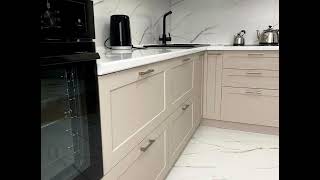 Неоклассическая угловая розовая кухня Проект 123 фото 5