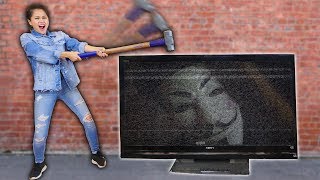 CAUGHT HACKER SPYING ON ME & DESTROYING TV with NINJA GADGETS