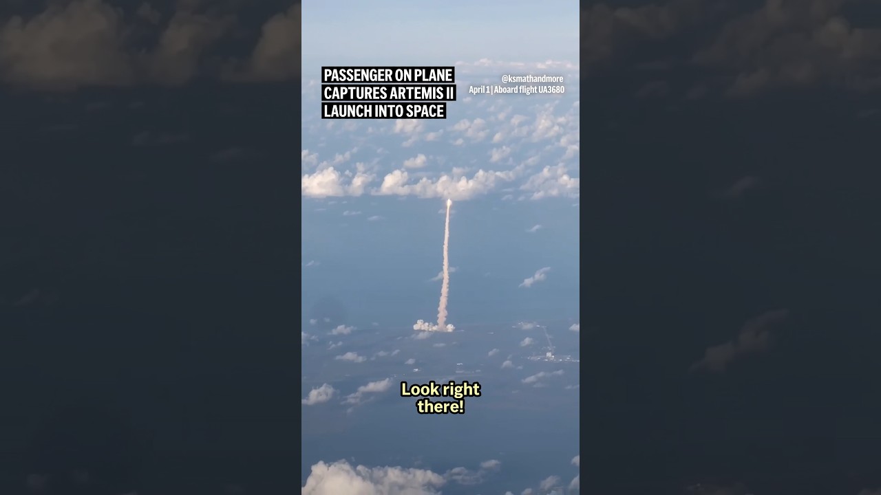 Passenger on plane captures Artemis II launch into space