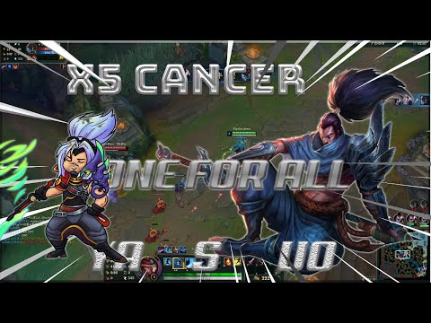 YASUO ONE FOR ALL - x5 Cancer, feeding and inting game - League of Legends