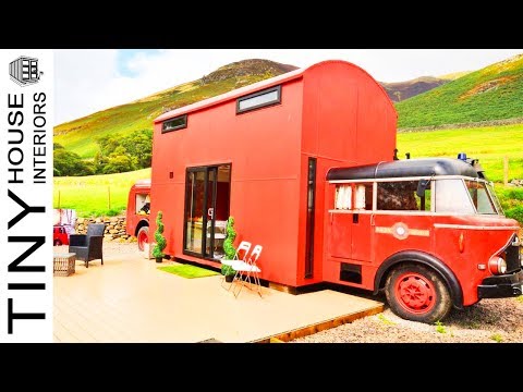 Gorgeous Red Rescue Retreat Tiny Bus Cottage | Tiny House Interiors