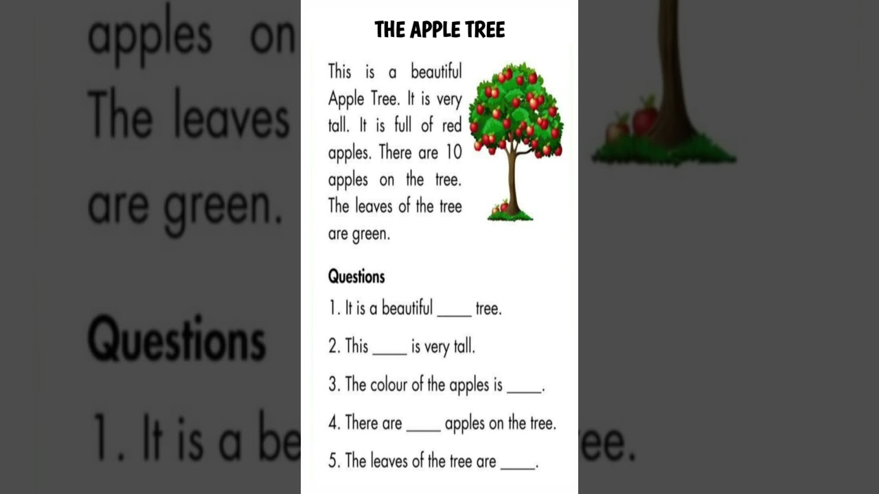 Reading comprehension #shorts #comprehension #appletree #education #passage #compressionforclass1&2