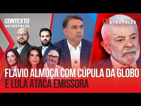 Flávio almoça com cúpula da Globo | Empate no 2º turno | Lula boicota sabatina de Flávio?