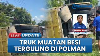 Laka Tunggal Truk Angkut Besi Terbalik di Mata Kali Polman, Sopir Berhasil Menyelamatkan Diri