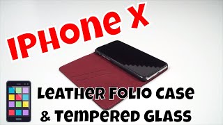 Benuo iPhone X Tempered Glass Screen Protector & Leather Folio Case