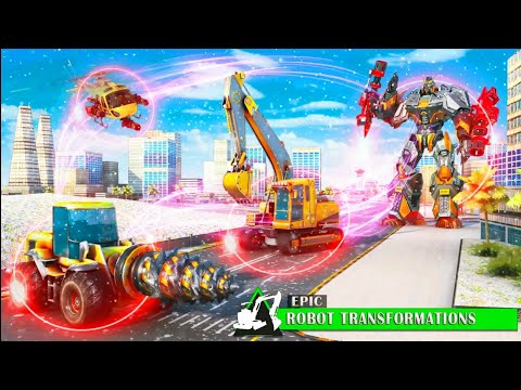 Mechanical Excavator Robot: Flying car war Transform games  #3  Android Gameplay