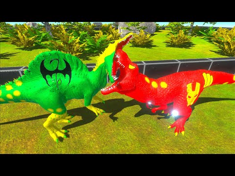 IRON FIST SPINOSAURUS vs IRONMAN T-REX DEATH RUN - Animal Revolt Battle Simulator