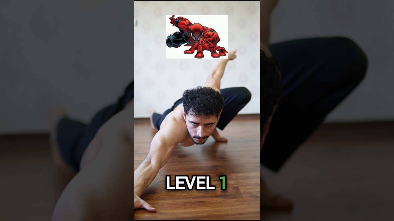 SPIDER-MAN poses lvl 1 to lvl 7 #workout #spiderman #training #challenge #motivation #gym