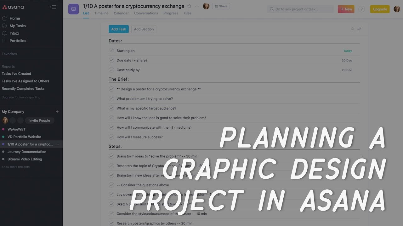 How I plan a graphic design project in Asana // Virginia Delgado