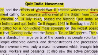 Class 10 History Chapter 2 Nationalism in India | Quit India Movement