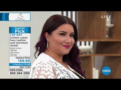 Colleen Lopez Faux Leather Leaf and Mesh Jacket