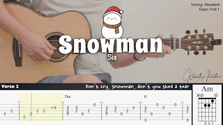 Download lagu Snowman - Sia | Fingerstyle Guitar | TAB   Chords   Lyrics mp3