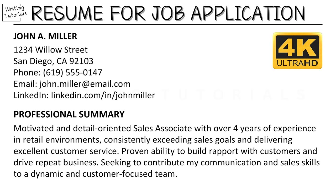 How To Write Resume for Job Application with Sample | Writing Tutorials