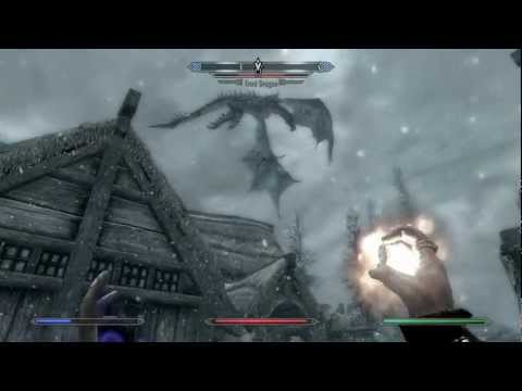 Dragon Attack On City - Skyrim PC HD