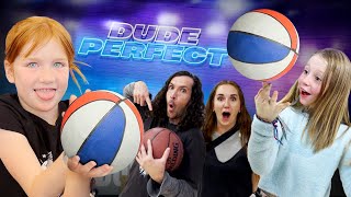 DUDE PERFECT HQ with FRiENDS!!  Adley & Nastya trick shot challenge at our Vidsummit youtuber party
