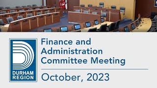 Finance & Administration Committee Meeting - October 10, 2023
