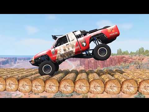 Cars Jumping on Long Loop Bridge NINH02 - Super Truck Car Vs Deep Abyss Mountain - BeamNG.Drive