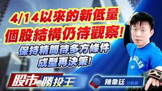 4/14以來的新低量個股結構仍待觀察 ! 保持精簡待多方條件成型再決策 !#華邦電 #南亞科 #大立光 #聯電 #華通 #台虹｜股市勝投王｜陳韋廷 (圖)
