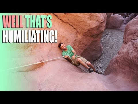 He Can't Make It! - Sara's Crack Slot Canyon Lake Havasu Arizona