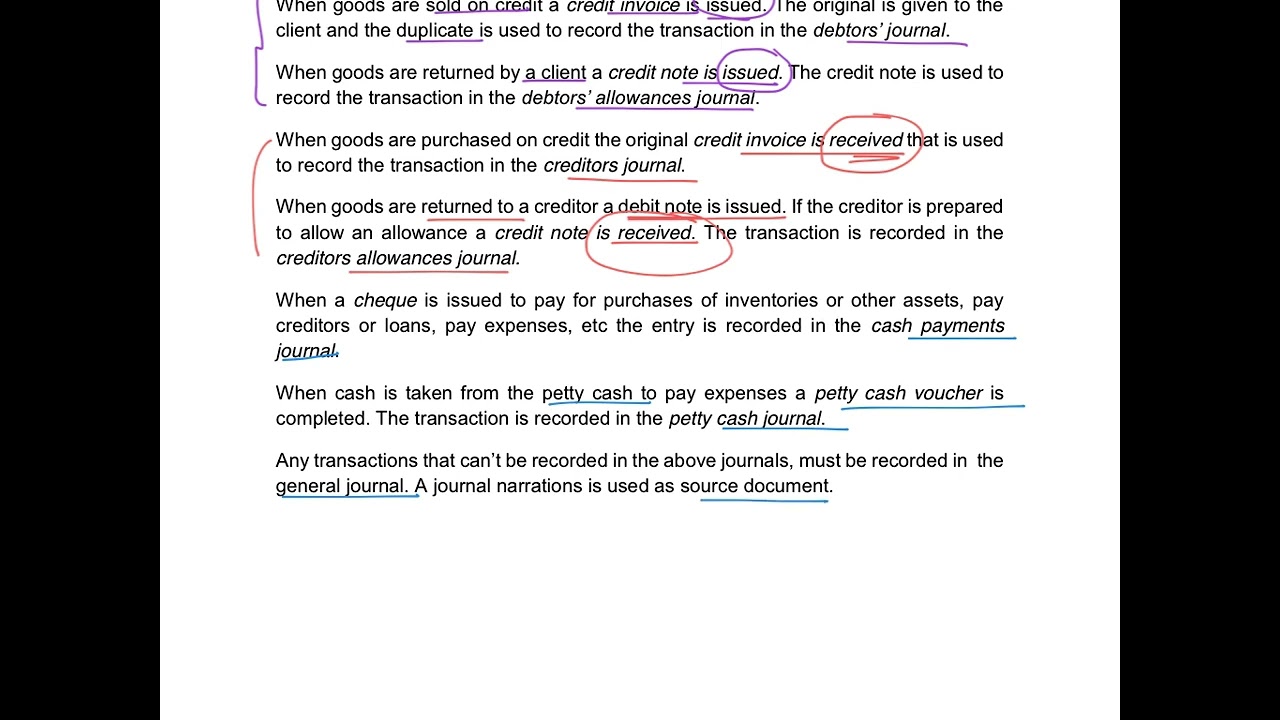 1. Souce Documents & Subsidiary Journals
