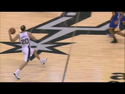 Manu Ginobli bounce-pass to Cory Joseph | Warriors vs Spurs | April 5, 2015 | NBA