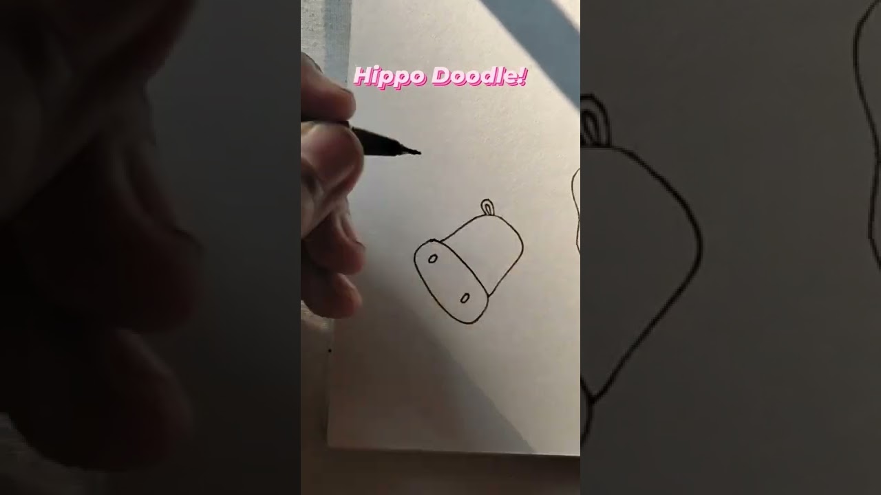 Hippo Doodle Tutorial - Subscribe for more! #hippo  #hippopotamus #doodle #shorts