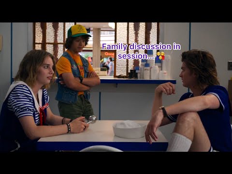 steve, robin, and dustin being an iconic trio