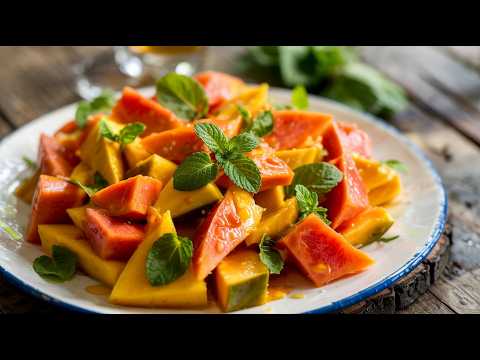 The perfect combination of mango, papaya and lemon in an irresistible salad 🍈
