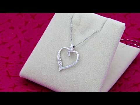 Teleios Luxe 18k White Gold 0.06Ct Diamonds Spring Heart Necklace - TL0000219