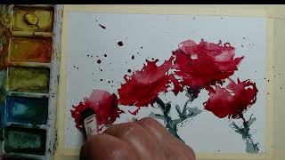 Painting Red Flowers with Watercolor | Quick & Easy Technique