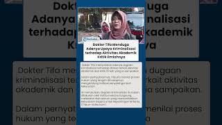 Blak-blakan! Dokter Tifa Duga Ada Upaya Kriminalisasi terhadap Aktivitas Akademik & Kritik Ilmiahnya