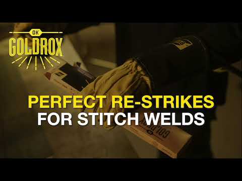 Perfect Restrikes for Stitch Welds: ESAB OK GoldRox Rutile Stick Electrodes.