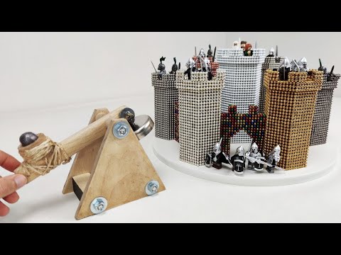 Magnetic Catapult VS Castle of Minas Tirith (LOTR Battle) | Magnetic Games