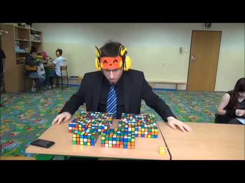 World Record: 41 Rubik's Cubes solved blindfolded!
