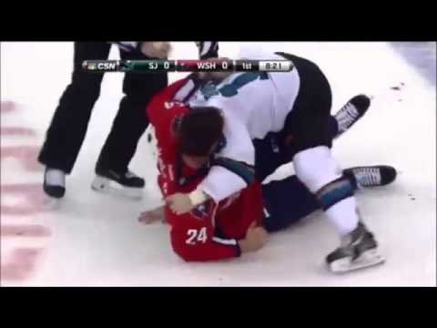 Mike Brown (San Jose Sharks) vs. Aaron Volpatti (Washington Capitals) fight