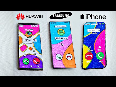 Cardboard Phone SAMSUNG S23, HUAWEI P50 & IPHONE incoming calls (stopmotion)