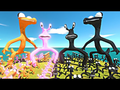 Rainbow Friends Orange Team + Pink Team vs Shadow Itself - Animal Revolt Battle Simulator